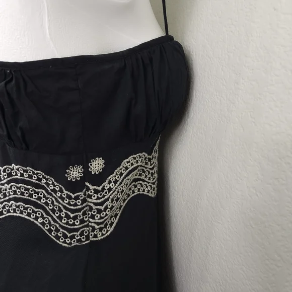 Jessica Howard Bohemian Black Embroidered Bodice Dress Size 8 - Picture 8 of 11